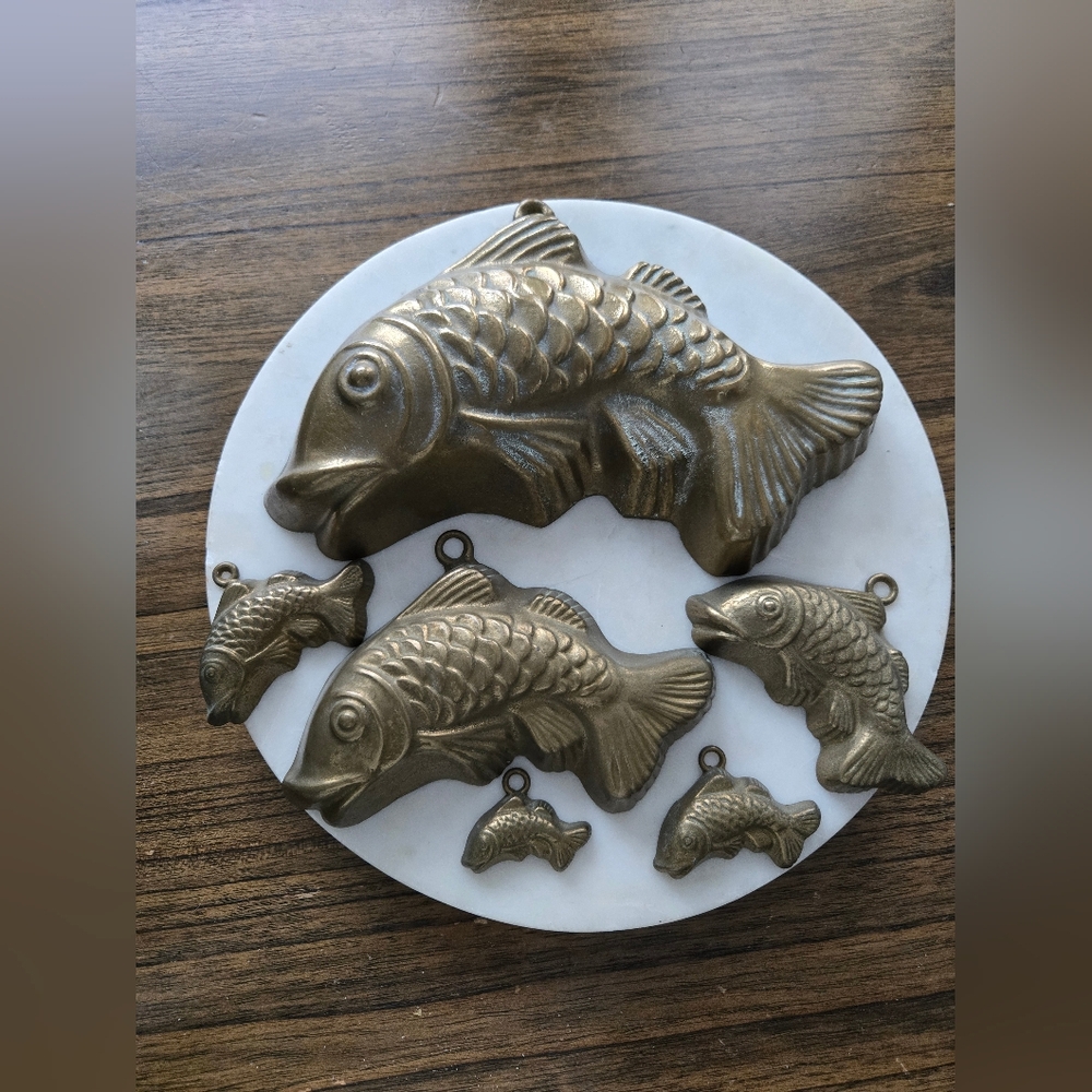 Vintage Brass Fish Wall Hanging Collection Set Of Six